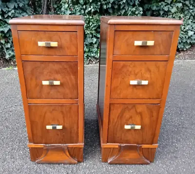 Art Deco 1930s Walnut Bedside  Cabinets • £645