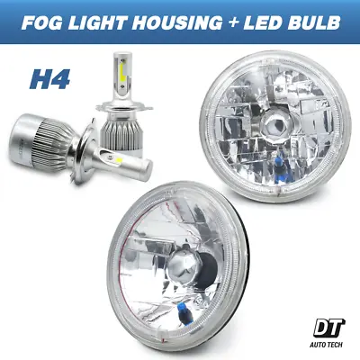 7  Inch Sealed Beam Headlight Conversion High/Low Beam Chrome + 100W H4 LED • $58.49