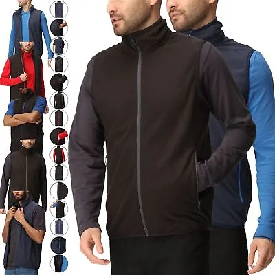 Mens Regatta Lightweight Micro Fleece Gilet Full Zip Up Bodywarmer Vest Jacket • £10.99