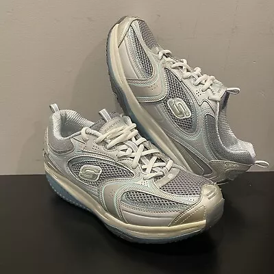 Skechers Shape Ups Silver Walking Shoes Women's Size 8.5 • $29.95