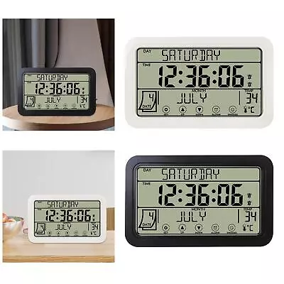 Electronic Wall Clock With Day/date Decor For NightStand Office Bedroom • £20.18