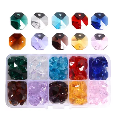 $0.01 • Buy 100pcs Crystal Octagon Beads Prisms Beads Drop Chandelier Hanging Part 14mm