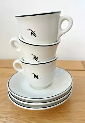 Nespresso Set Of Three 3 Espresso Cups And Saucers Trio VGC • £14.99