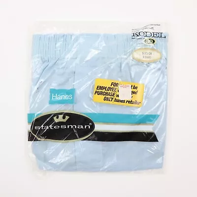 Vintage 1960's Men's Hanes Boxer Shorts Underwear Blue Deadstock NOS Size 30 • $94.99