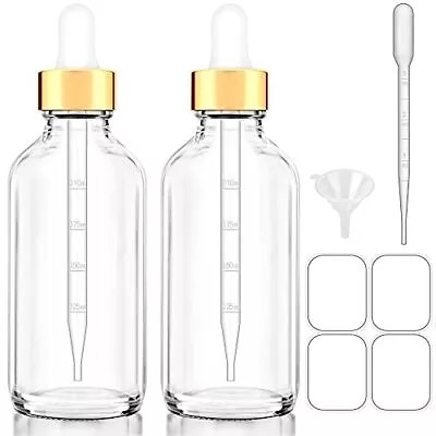 Dropper Bottles 4oz Clear Glass Eye Dropper Bottle For Essential Oils With Gold • $13.68