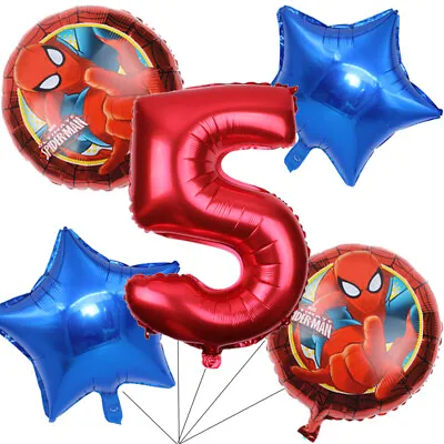$4.99 • Buy Spiderman Balloons Bouquet 5th Birthday 5pcs - Party Supplies Decoration
