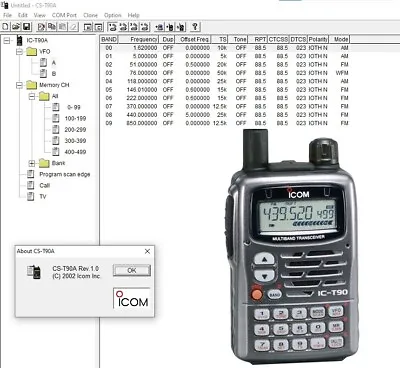 ICOM CS-T90A Rev. 1.0 PROGRAMMING AND CLONE SOFTWARE For IC-T90A IC-E90 IC-T90 • $24.49
