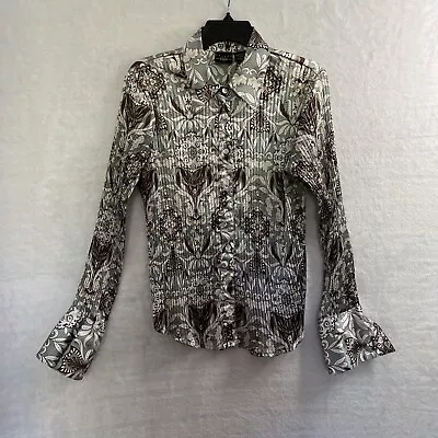 Tailor B Moss Pleated Button Up Top Womans Large Floral Multicolor Long Sleeve • $6.49