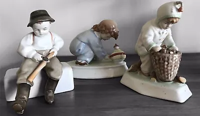 3 Beautiful Zsolnay Figurines Signed  /  Impressed By Andras Sinko • $200