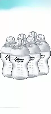 BNIB 6 X Tommee Tippee Closer To Nature Baby Feeding Bottles 260ml 0m+ Slow Flow • £22