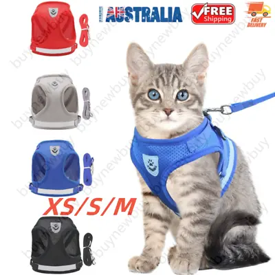 Kitten Dog Cat Harness And Leash For Walking Adjustable Soft Pet Vest Collar • $10.99