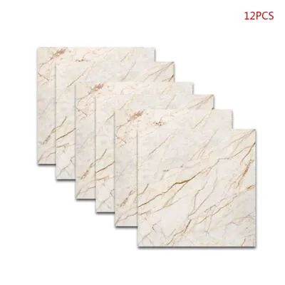 12pcs Marble Self Adhesive PVC Ceramic Tile Sticker Waterproof Wall Home Decor • £6.95