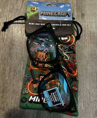 **Minecraft Blue Light Blocking Glasses & Case Set NEW* Great For Computer Class • $4.49