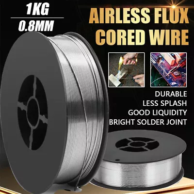 1KG 0.8mm Gasless Mild Steel Mig Welding Wire Reel Spool Roll Flux Core No Gas  • £8.80