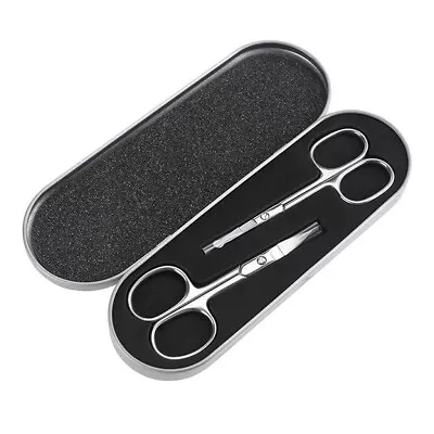 Nose Scissors Beard Mustache Eyebrow Trimmer Stainless Steel Set (Silver) • $25.80