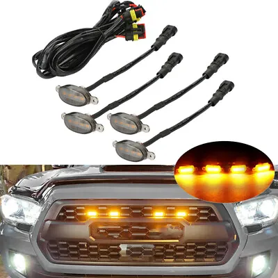 4X Smoked Lens Amber LED Front Grille Running Lights For Ford F150 Raptor Style • $15.88