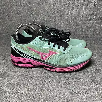 Mizuno Wave Rider 16 Running Shoes Womens 8.5 Aqua Pink Athletic Sneakers • $21.21