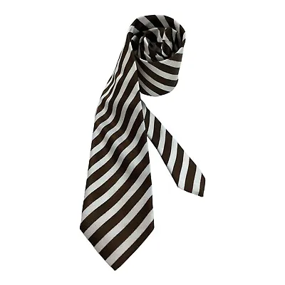 PAL ZILERI White Brown Striped Luxury Silk Tie Made In Italy W: 3.5  EX COND • $39