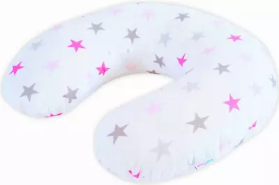 £7.99 • Buy BREASTFEEDING PILLOW COVER SOFT COTTON MATERNITY NEWBORN NURSING Grey Pink Stars