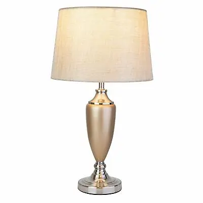 £37.99 • Buy Large Malham Champagne Gold And Silver Classic Ceramic Table Lamp And Shade