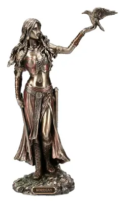 Morrigan Figurine Celtic Goddess With Raven Statue Cold Cast Resin Sculpture • $159