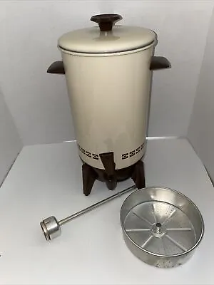 Vintage MIRRO MATIC Electric Percolator Coffee Maker 22 Cup Beige And Brown USA! • $34.81