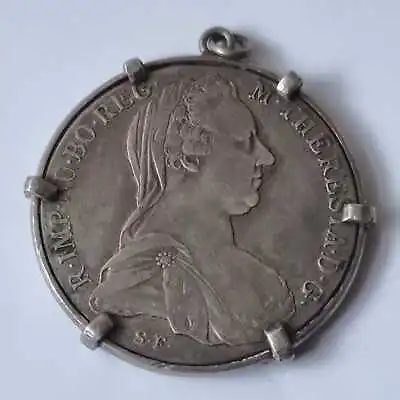 Austria Maria Theresa 1780 Thaler Silver Coin Necklace • £59.99