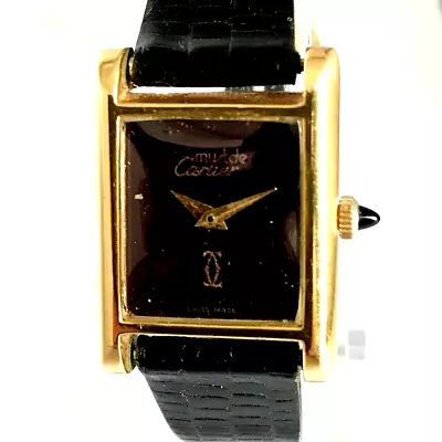 Cartier Tank  Must De Cartier  Argent 20mm Ladies Watch Antique Purple Dial • $1290