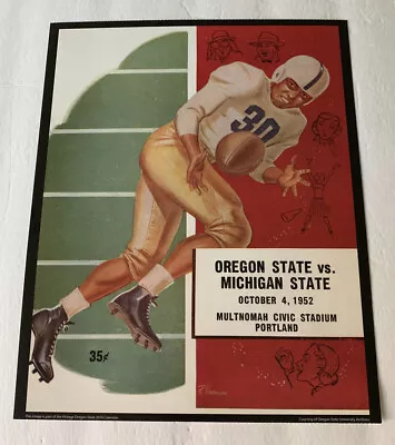 Oregon State Beavers V Michigan State Football 1952 Program Poster Print 14”x11” • $19.52