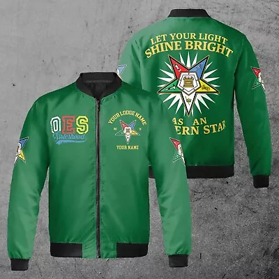 Custom Name Chapter Name OES Let Your Light Shine Bright Unisex Bomber Jacket • $45.59