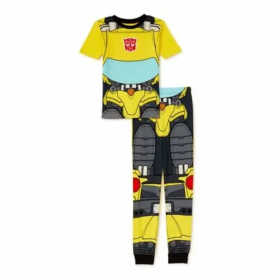 $16.99 • Buy Boys Transformers Costume Pajamas Bumblebee Shirt Pant PJ Set Kids - Size 8
