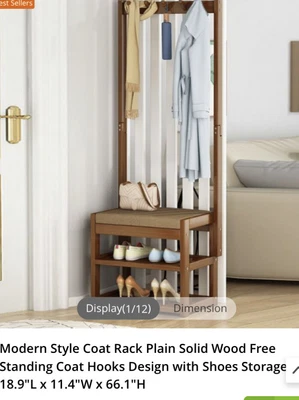 £39 • Buy Modern Bamboo Entryway Shoe Storage Unit Coat Rack Bench Hallway Hall