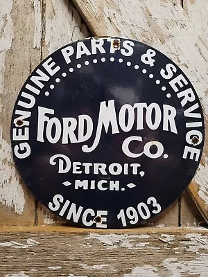 Vintage Ford Motor Co Porcelain Sign Detroit Car Gas Sales Service Auto Parts • $207.57
