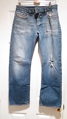 DIESEL RABOX Blue Jeans Men 31x30 Bootcut Faded Destroyed 31 X 30 Made In Italy • $29