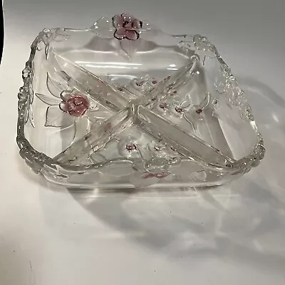 Vintage MIKASA Crystal Blossom Time Divided Relish Dish With 4 Compartments • $18