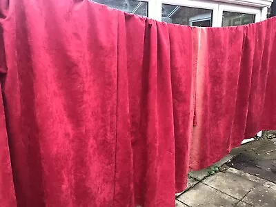 £15 • Buy Pair Red Faux Suede Curtains By Dunelm Mill W66” D72” (A)