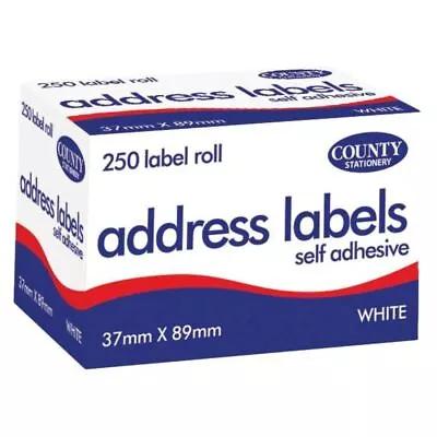 White Address Labels On Roll Adhesive Stickers Postage 89mm X 37mm - Pack 250 • £4.95