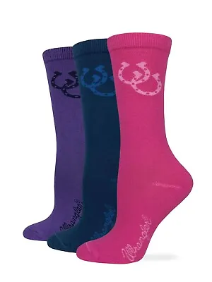Wrangler Ladies Rayon Horse Shoe Pattern Crew Socks 3 Pair Pack • $13.99