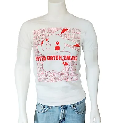 Pokemon Go T-Shirt Adult Size Small White Red Pikachu Video Game Nintendo Mens • $9.99