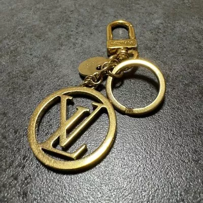 LOUIS VUITTON Porte Cles LV Circle Keyring Keychain Bag Charm Gold M68000 • $139.90