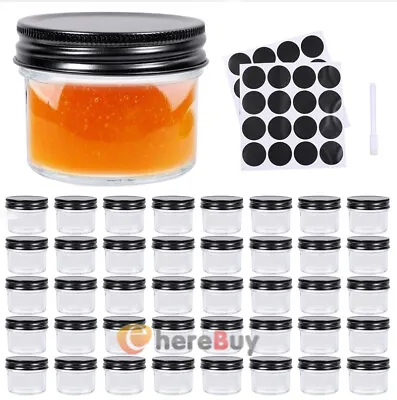 40 Pack 4 Oz Round Jam Jars Storage Preserve Pickles Mini Jars Lid • $56.99