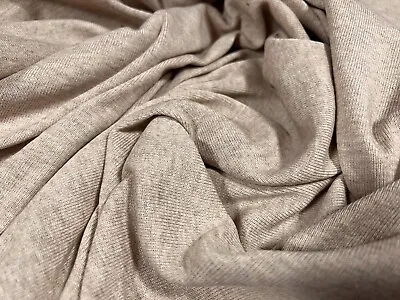 Cotton Blend Fine Ribbed Cuffing Jersey Fabric Per Metre - Plain - Oatmeal • £3.99