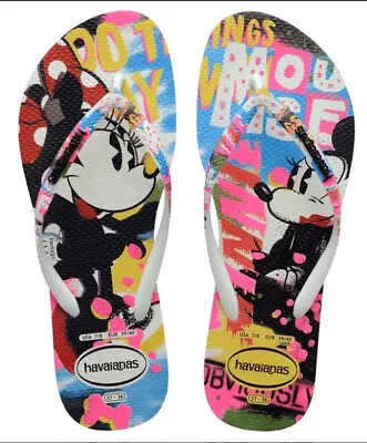 NEW Original HAVAIANAS Slim Disney Mickey & Minnie Flip Flops Women’s Size 6 • $18