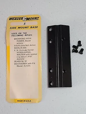 Weaver Side Mount Base #5  #48405 Browning Mauser FN Sears Weatherby NOS • $9.25