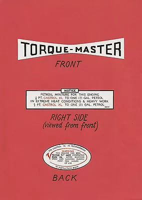  Torque-Master Villiers Vintage Rotary Mower Engine Decals • $9