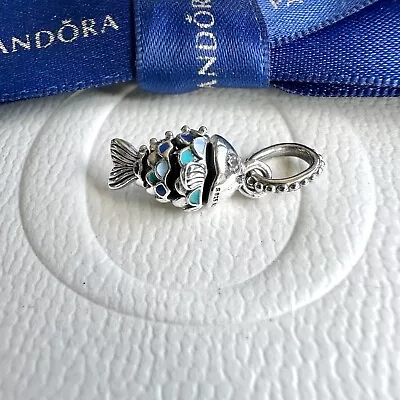 Authentic Pandora Sterling Silver Blue Enamel Scaled Fish Dangle Charm 799428C01 • $55