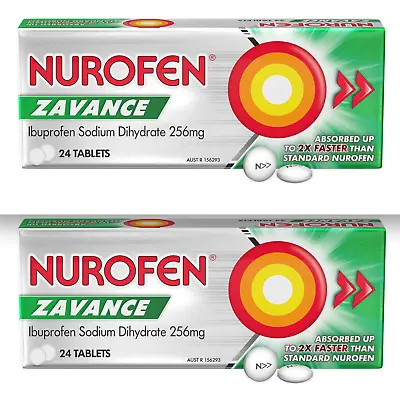 Nurofen Zavance Fast Pain Relief Tablets 256mg Ibuprofen - 2 X 24 Pack (48tab) • $11.95