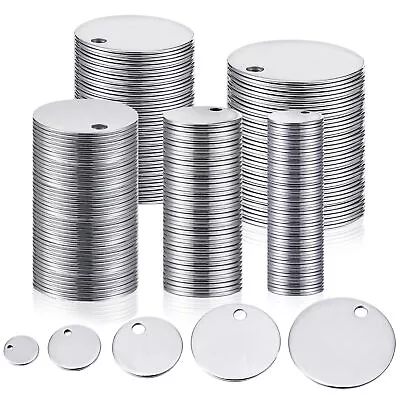 100 Pcs Mix Size Metal Stamping Blanks Round Stainless Steel Blank Tags With ... • $40.05