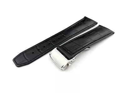 Black 20 22mm Leather Croco Strap Band Fit Maurice Lacroix Deployment Clasp  • $24.63