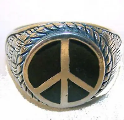 QUALITY PEACE SIGN NEW SILVER BIKER RING BR45R Mens Fashion Jewelry Womens Rings • $12.44